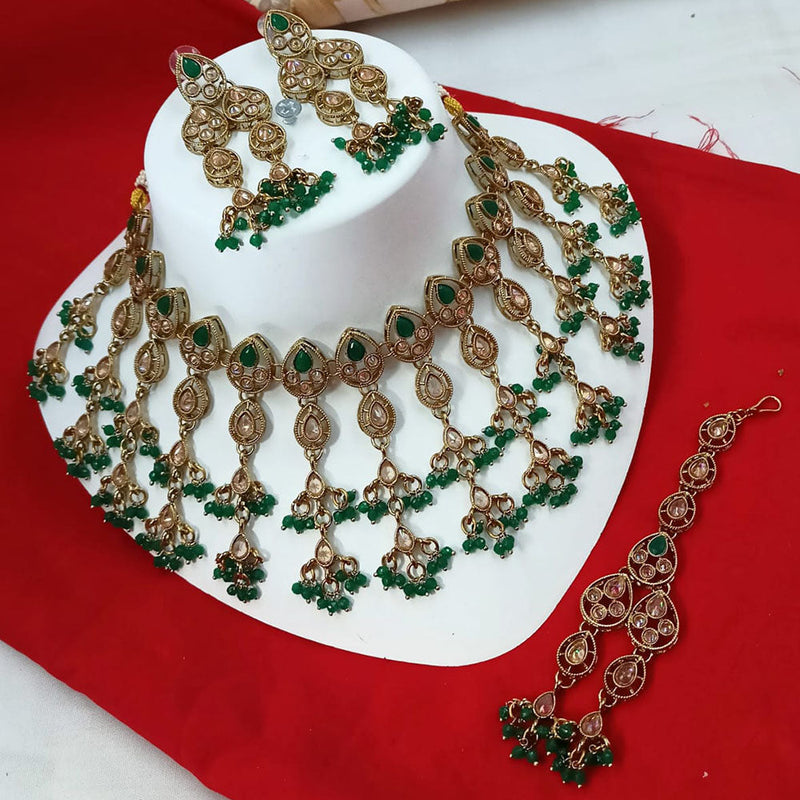 Padmawati Bangles Gold Plated Crystal Stone And Pearls Choker Necklace Set