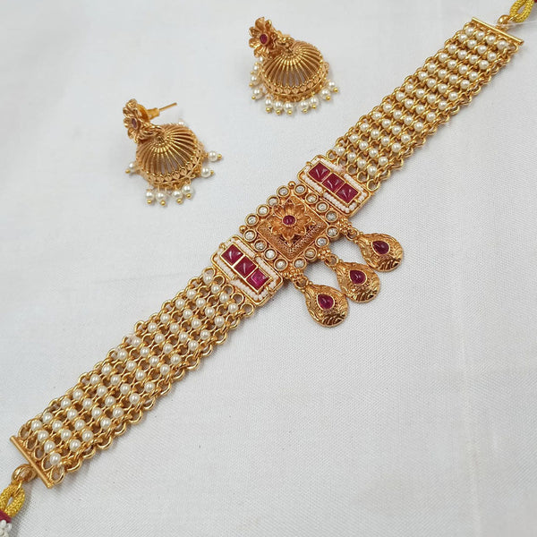 Padmawati Bangles Gold Plated Kundan Stone And Pearls Choker Necklace Set