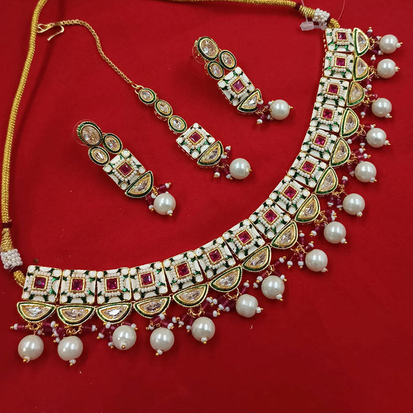 Padmawati Bangles Gold Plated Polki Kundan Stone And Pearls Meenakari Necklace Set