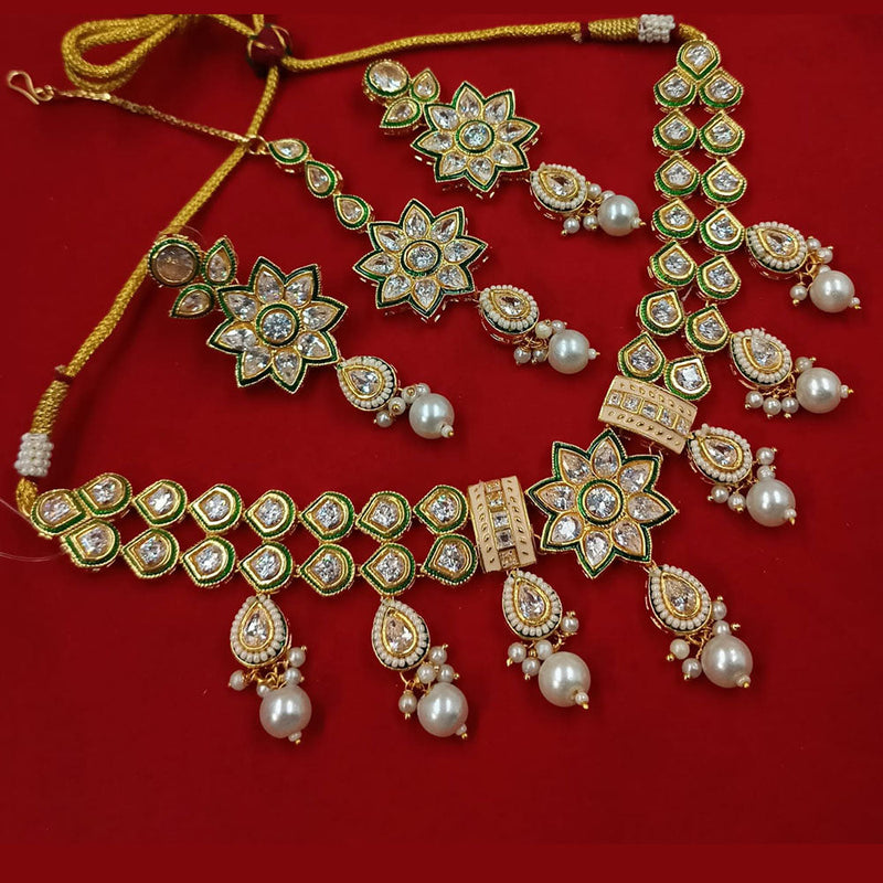 Padmawati Bangles Gold Plated Polki Kundan Stone And Pearls Necklace Set