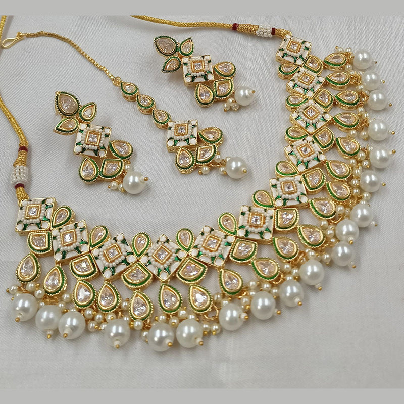 Padmawati Bangles Gold Plated Polki Kundan Stone And Pearls Meenakari Necklace Set