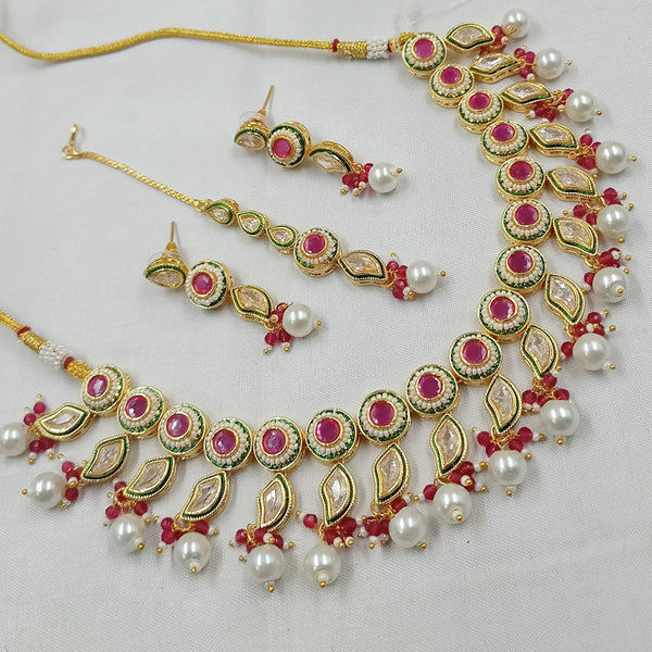 Padmawati Bangles Gold Plated Polki Kundan Stone And Pearls Necklace Set