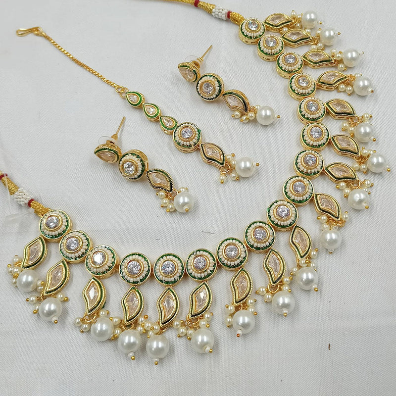 Padmawati Bangles Gold Plated Polki Kundan Stone And Pearls Necklace Set