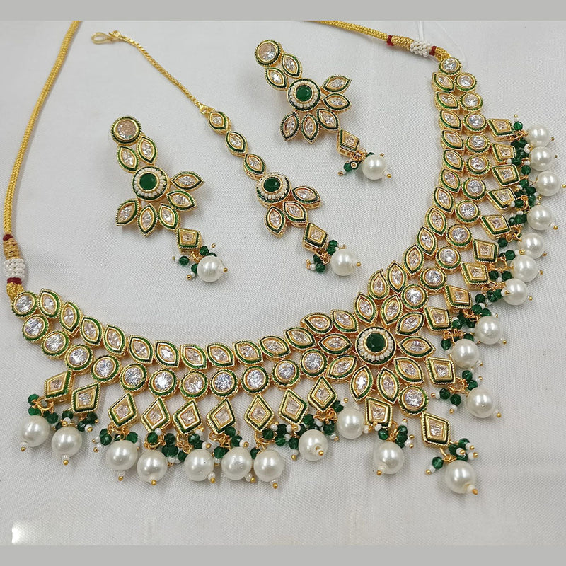 Padmawati Bangles Gold Plated Polki Kundan Stone And Pearls Necklace Set