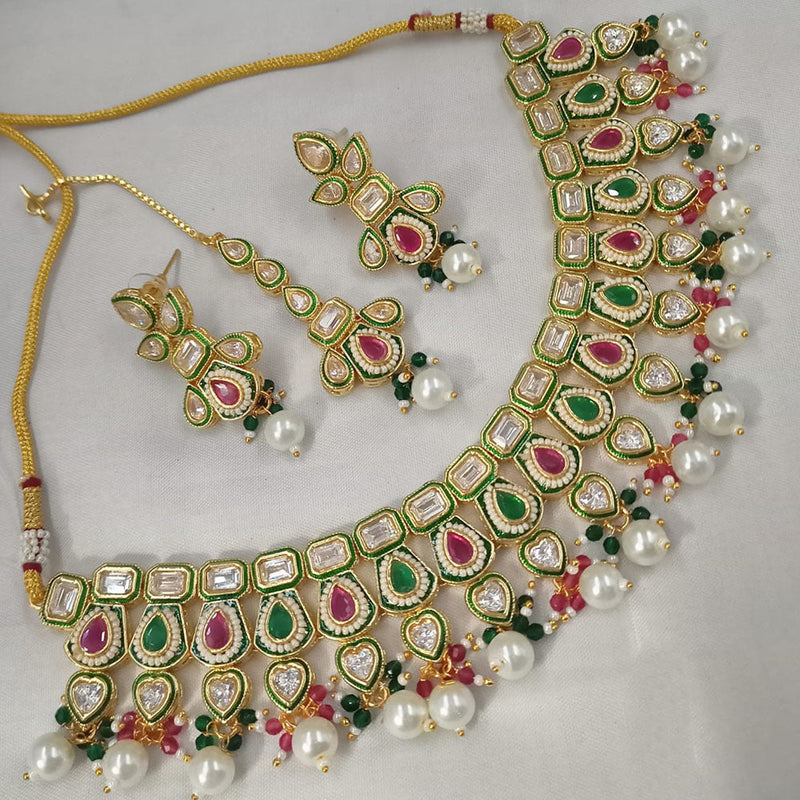 Padmawati Bangles Gold Plated Polki Kundan Stone And Pearls Necklace Set