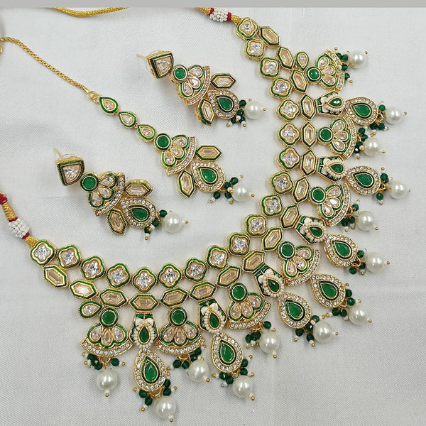 Padmawati Bangles Gold Plated Polki Kundan Stone And Pearls Necklace Set