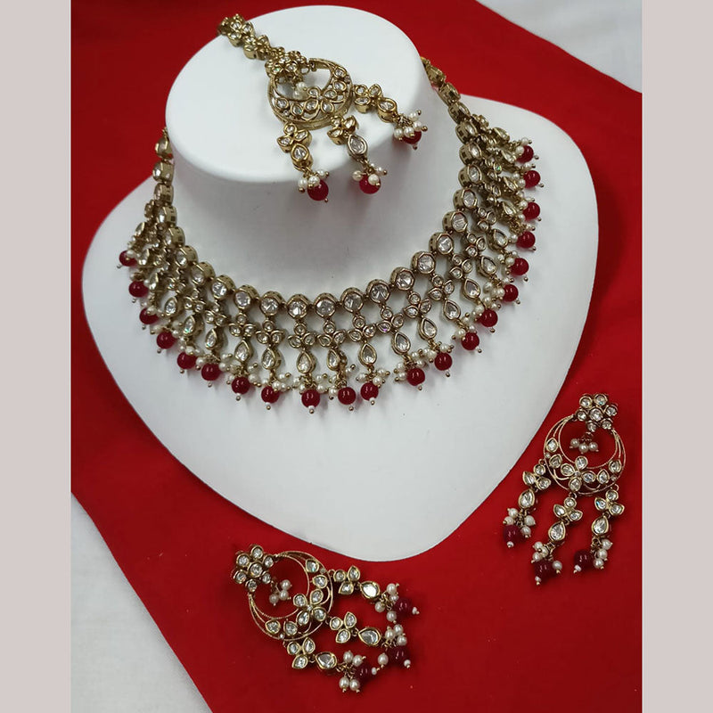 Padmawati Bangles Gold Plated Polki Kundan Stone And Pearls Necklace Set