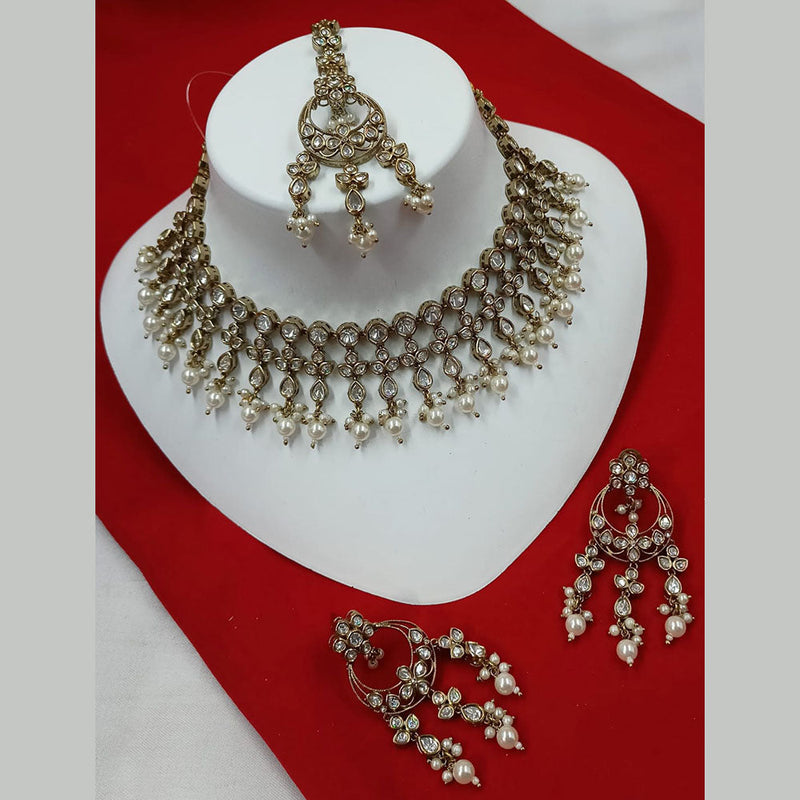 Padmawati Bangles Gold Plated Polki Kundan Stone And Pearls Necklace Set