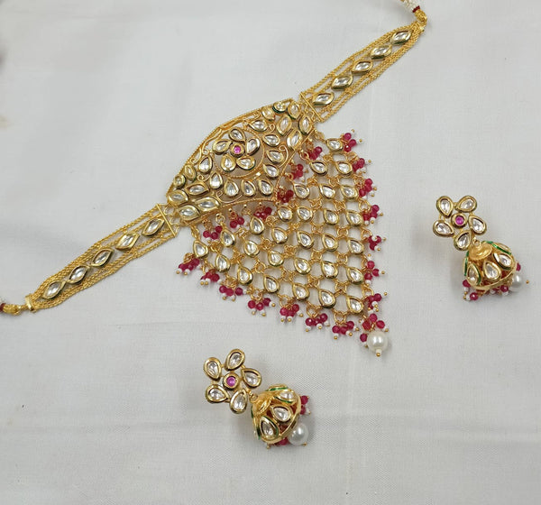 Padmawati Bangles Gold Plated Kundan Stone And Pearls Choker Necklace Set