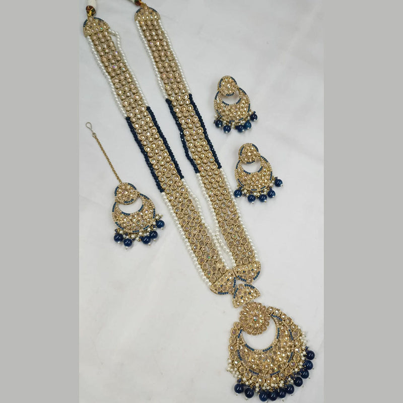 Padmawati Bangles Gold Plated Crystal Stone And Pearls Long Necklace Set