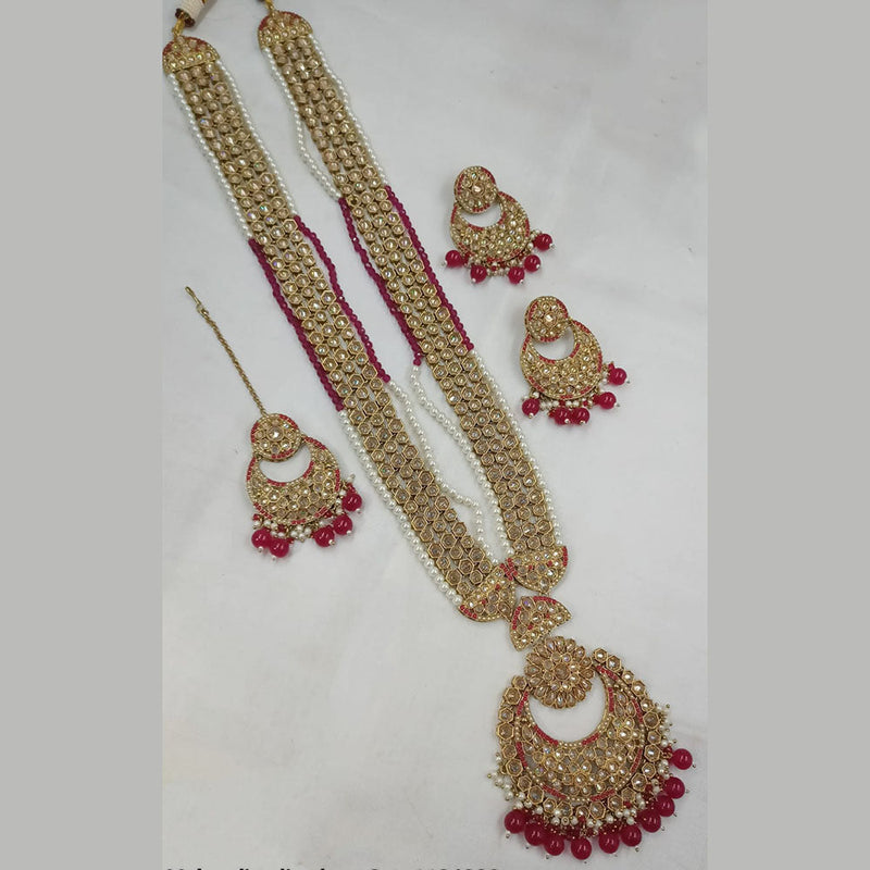 Padmawati Bangles Gold Plated Crystal Stone And Pearls Long Necklace Set