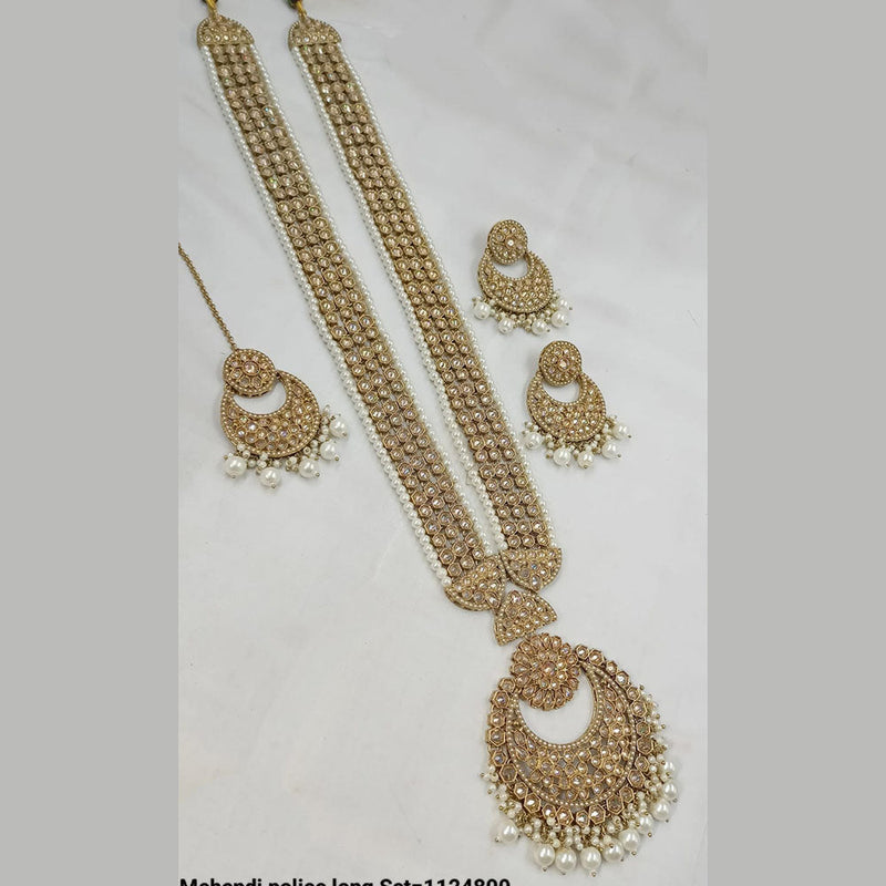 Padmawati Bangles Gold Plated Crystal Stone And Pearls Long Necklace Set