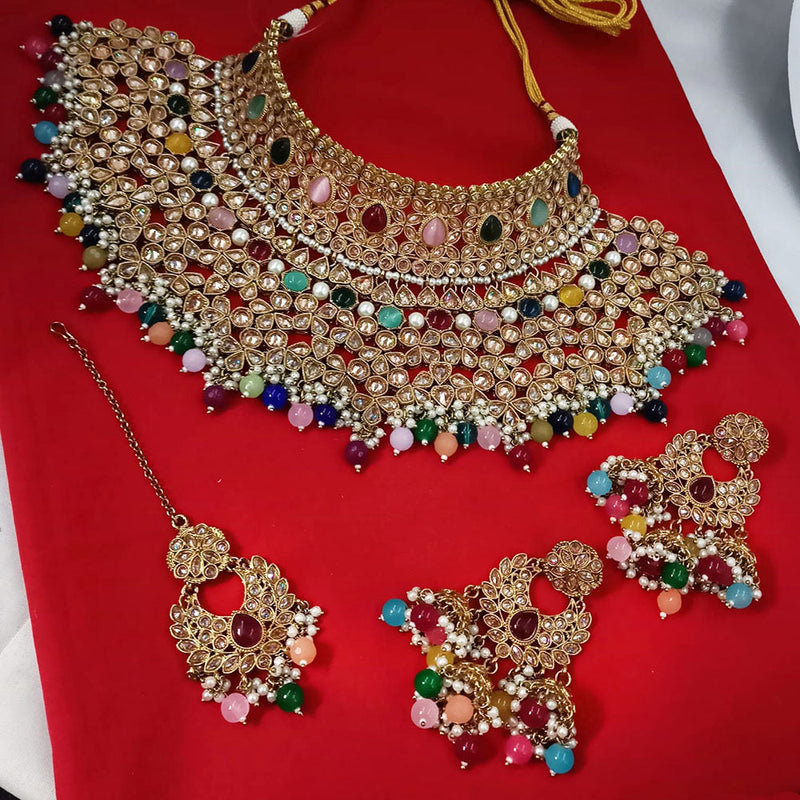 Padmawati Bangles Gold Plated Crystal Stone And Pearls Choker Necklace Set