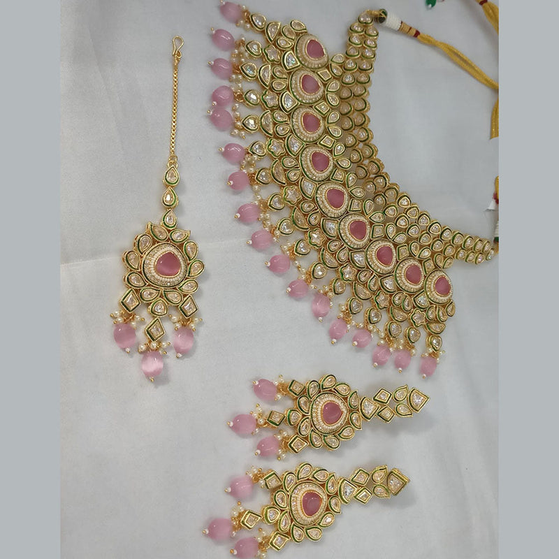 Padmawati Bangles Gold Plated Polki Kundan Stone And Pearls Necklace Set