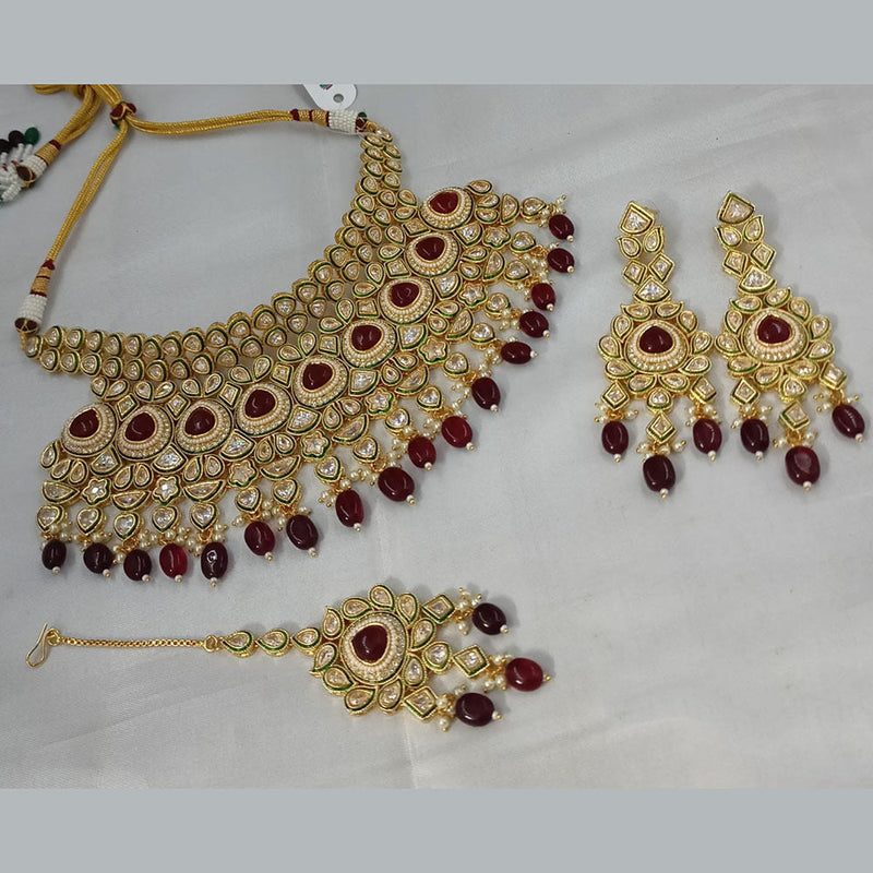 Padmawati Bangles Gold Plated Polki Kundan Stone And Pearls Necklace Set