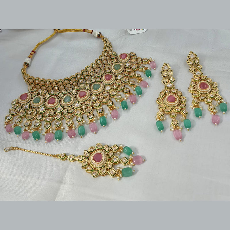 Padmawati Bangles Gold Plated Polki Kundan Stone And Pearls Necklace Set