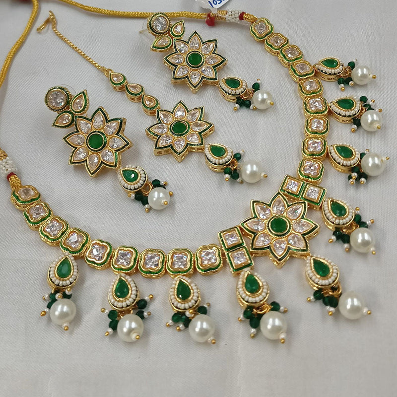 Padmawati Bangles Gold Plated Kundan Stone And Pearls Choker Necklace Set