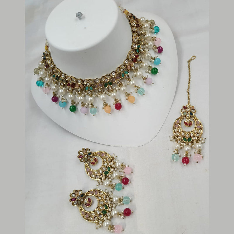 Padmawati Bangles Gold Plated Polki Kundan Stone And Pearls Necklace Set