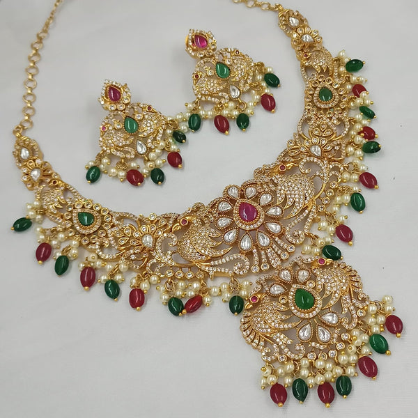 Padmawati Bangles Gold Plated AD And Beads Necklace Set