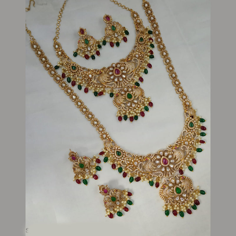 Padmawati Bangles Gold Plated AD And Beads Long Necklace Combo