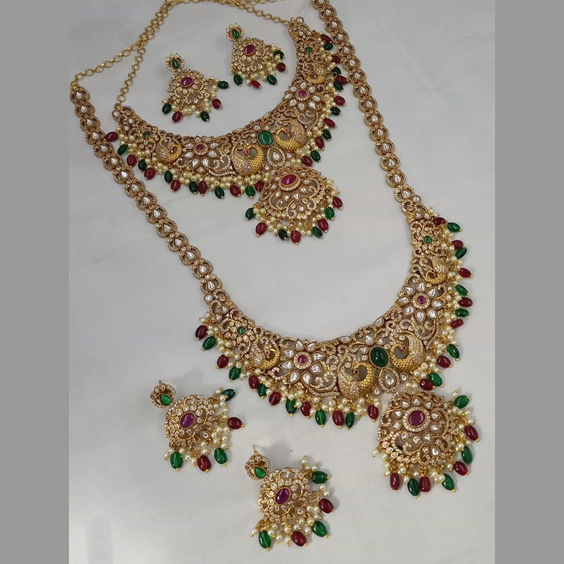 Padmawati Bangles Gold Plated AD And Beads Long Necklace Combo