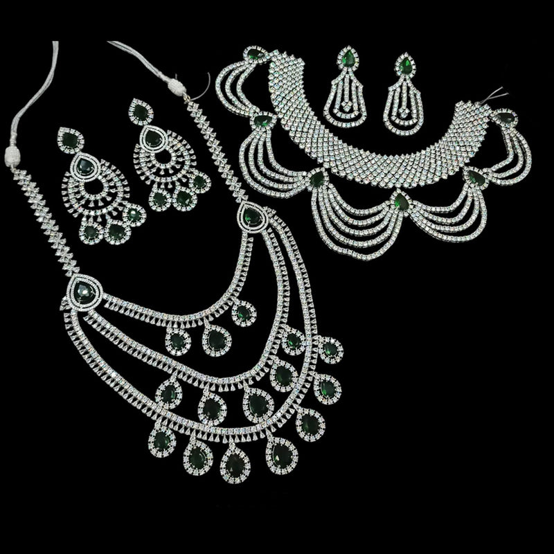 Padmawati Bangles Silver Plated AD Necklace Combo