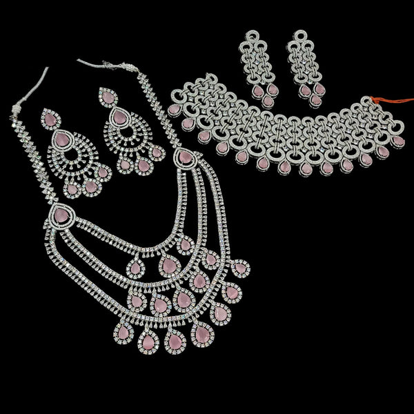 Padmawati Bangles Silver Plated AD Necklace Combo