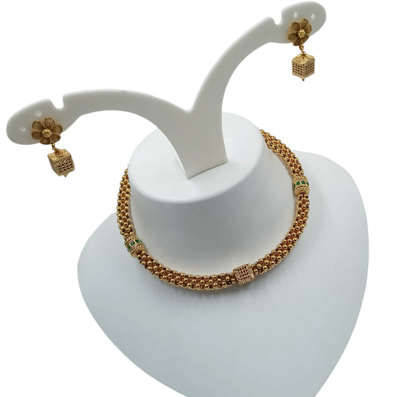 Padmawati Bangles Gold Plated Pota Stone And Pearls Choker Necklace Set