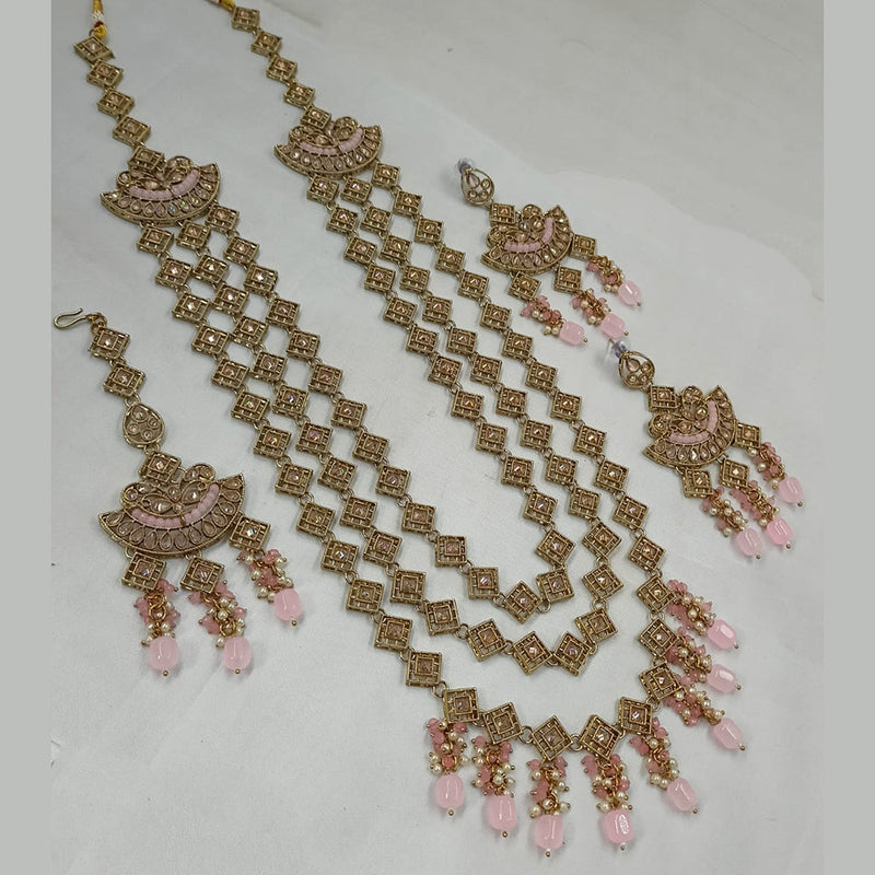 Padmawati Bangles Gold Plated Crystal Stone Long Necklace Set