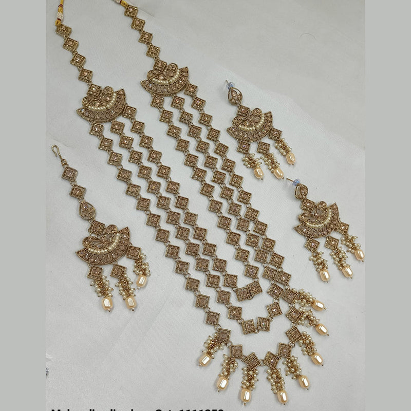 Padmawati Bangles Gold Plated Crystal Stone Long Necklace Set