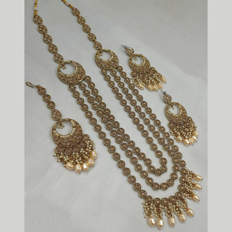 Padmawati Bangles Gold Plated Crystal Stone Long Necklace Set