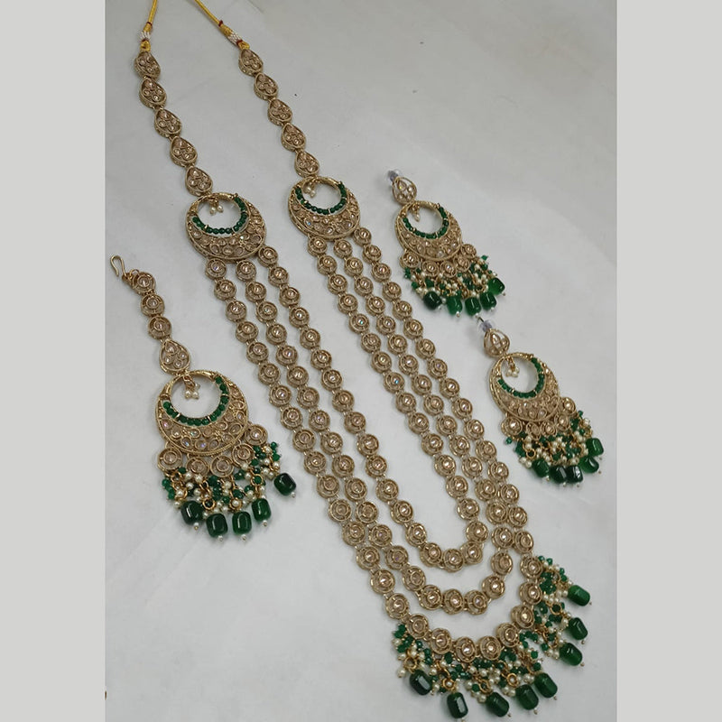 Padmawati Bangles Gold Plated Crystal Stone Long Necklace Set