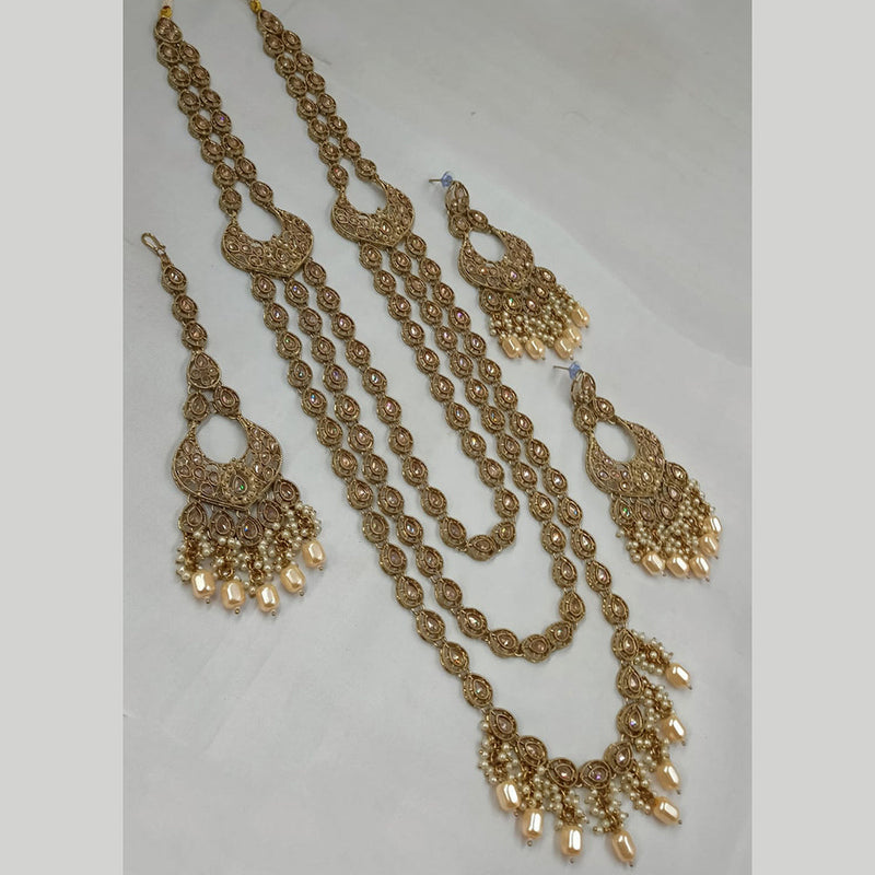 Padmawati Bangles Gold Plated Crystal Stone Long Necklace Set