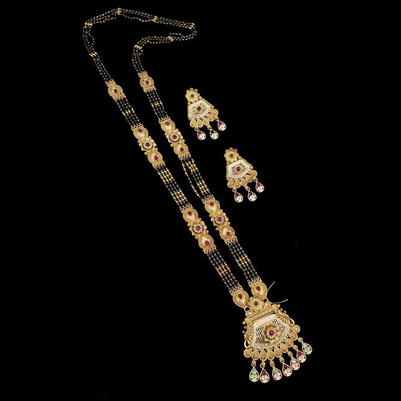 Padmawati Bangles Gold Plated Pota Stone And Black Beads Mangalsutra