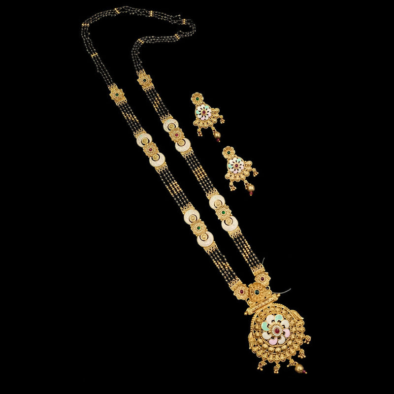 Padmawati Bangles Gold Plated Pota Stone And Black Beads Mangalsutra