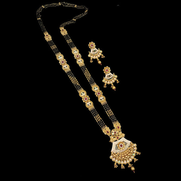 Padmawati Bangles Gold Plated Pota Stone And Black Beads Mangalsutra