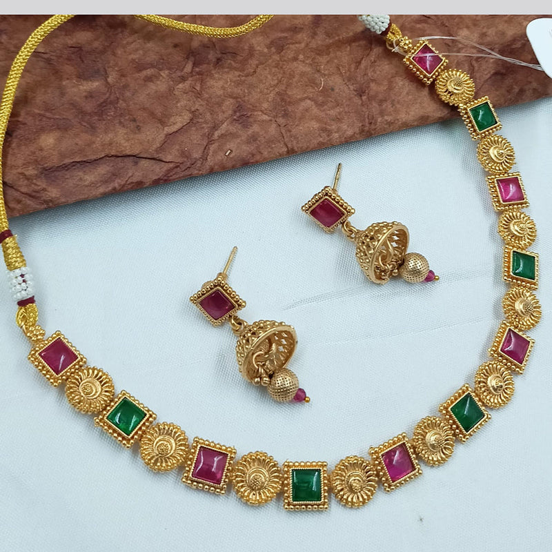 Padmawati Bangles Gold Plated Pota Stone Necklace Set