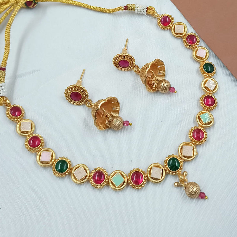 Padmawati Bangles Gold Plated Pota Stone And Meenakari Necklace Set