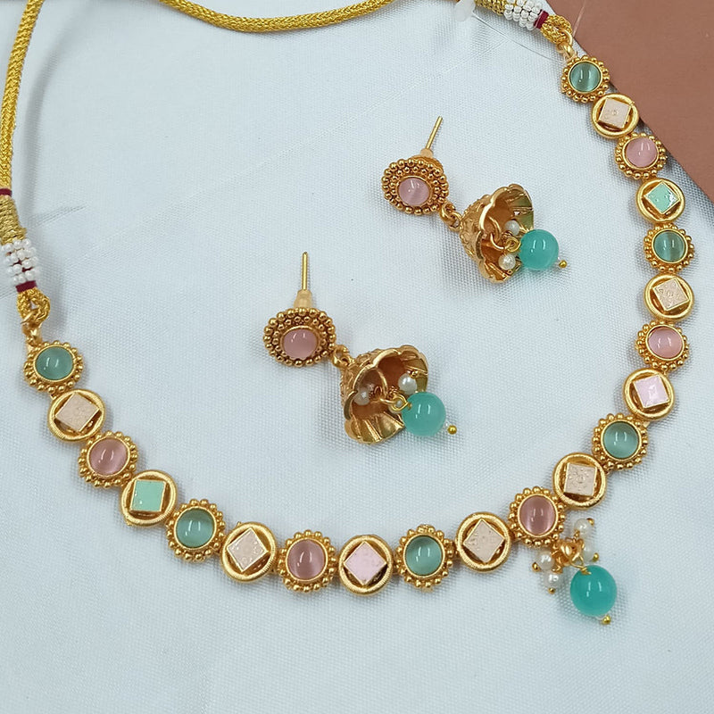 Padmawati Bangles Gold Plated Pota Stone And Meenakari Necklace Set