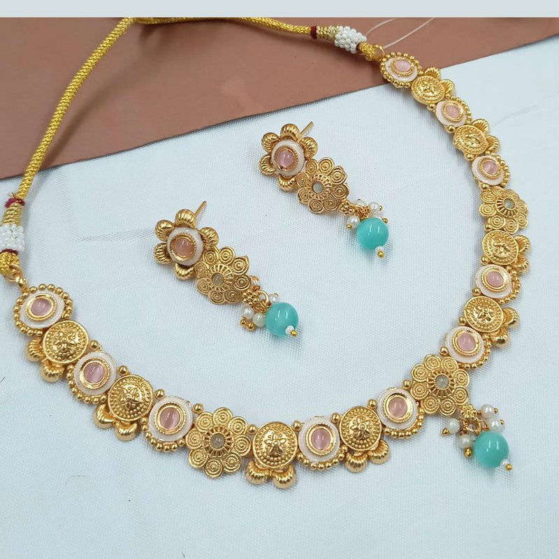 Padmawati Bangles Gold Plated Pota Stone And Meenakari Necklace Set