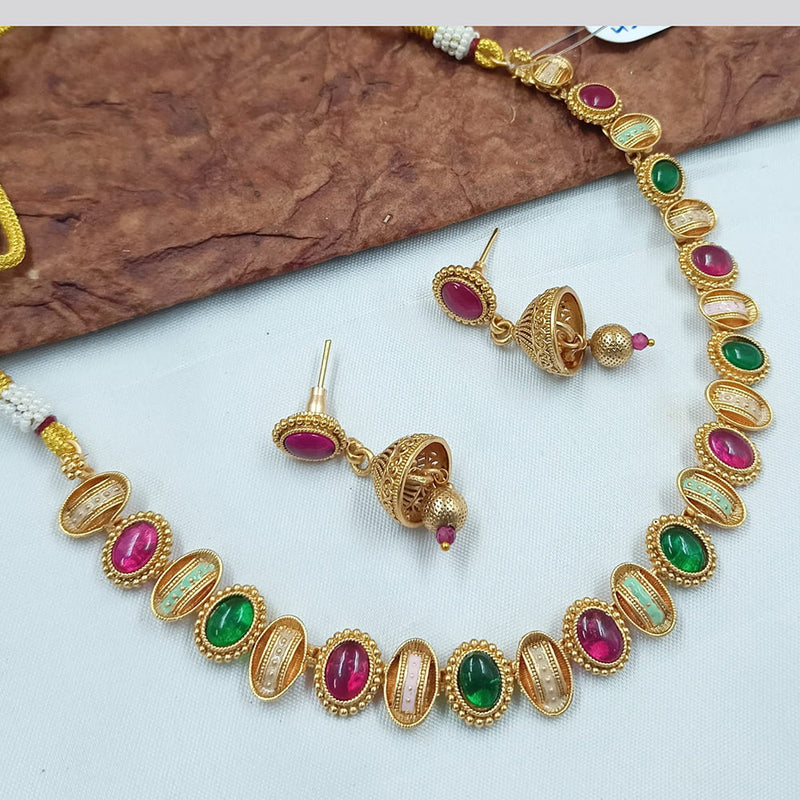 Padmawati Bangles Gold Plated Pota Stone And Meenakari Necklace Set