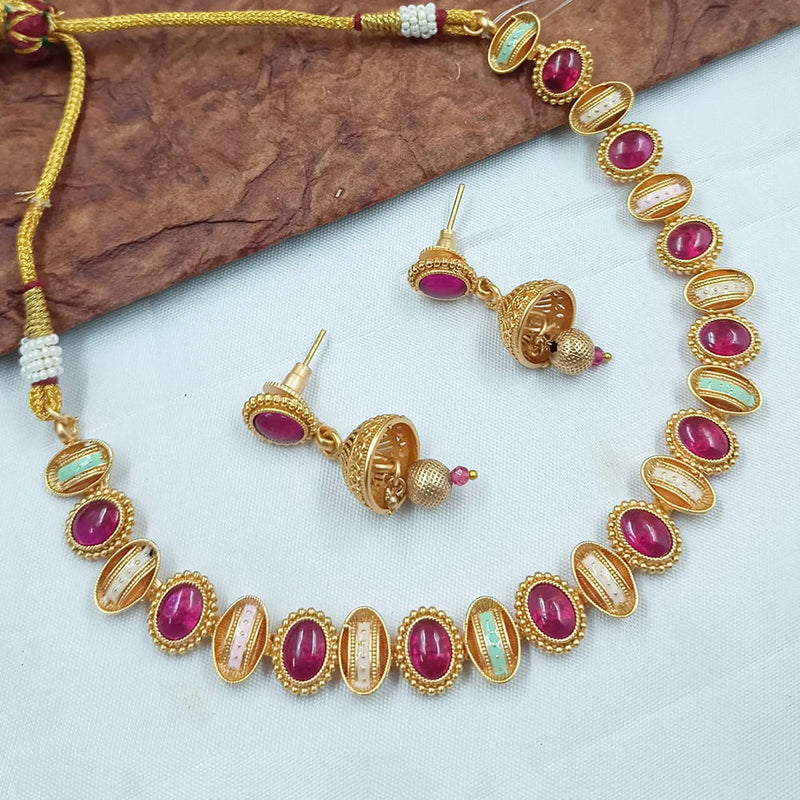 Padmawati Bangles Gold Plated Pota Stone And Meenakari Necklace Set