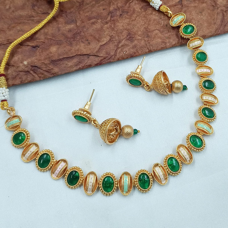 Padmawati Bangles Gold Plated Pota Stone And Meenakari Necklace Set