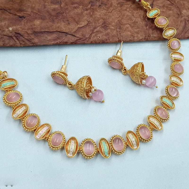 Padmawati Bangles Gold Plated Pota Stone And Meenakari Necklace Set