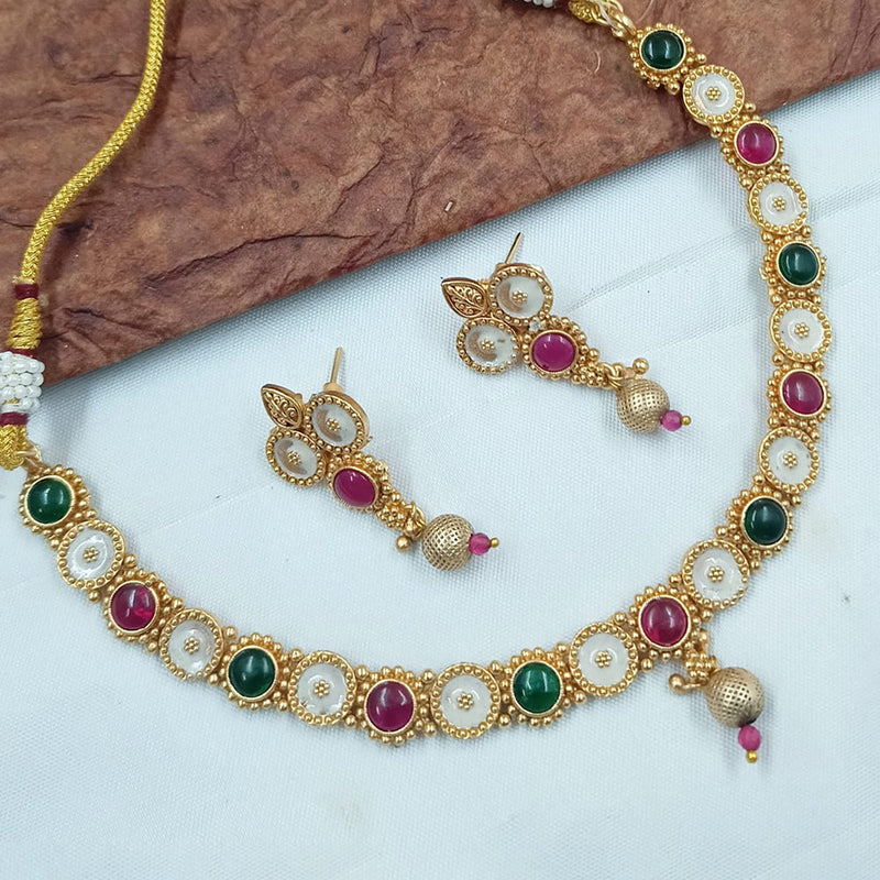 Padmawati Bangles Gold Plated Pota Stone And Meenakari Necklace Set