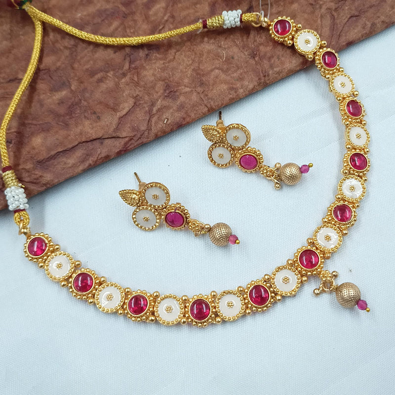 Padmawati Bangles Gold Plated Pota Stone And Meenakari Necklace Set