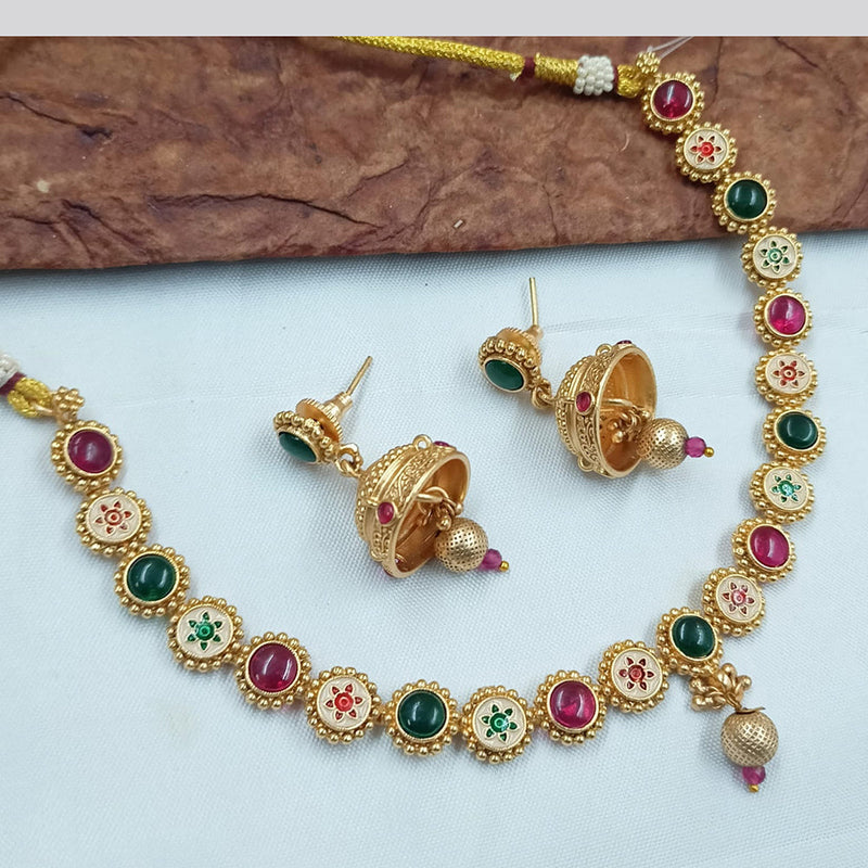 Padmawati Bangles Gold Plated Pota Stone And Meenakari Necklace Set