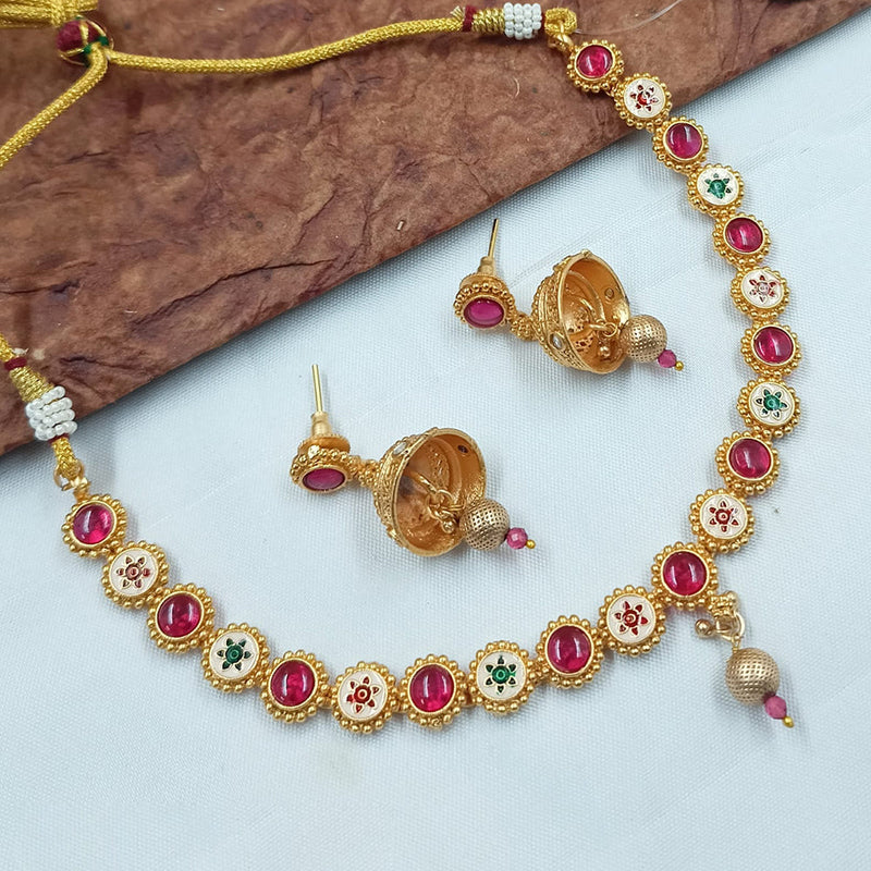 Padmawati Bangles Gold Plated Pota Stone And Meenakari Necklace Set