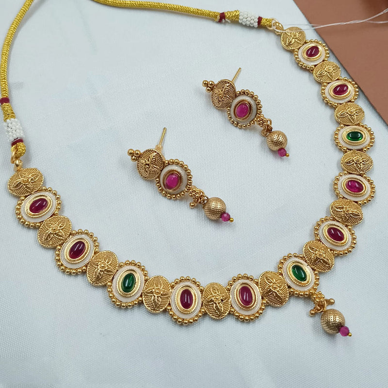 Padmawati Bangles Gold Plated Pota Stone And Meenakari Necklace Set