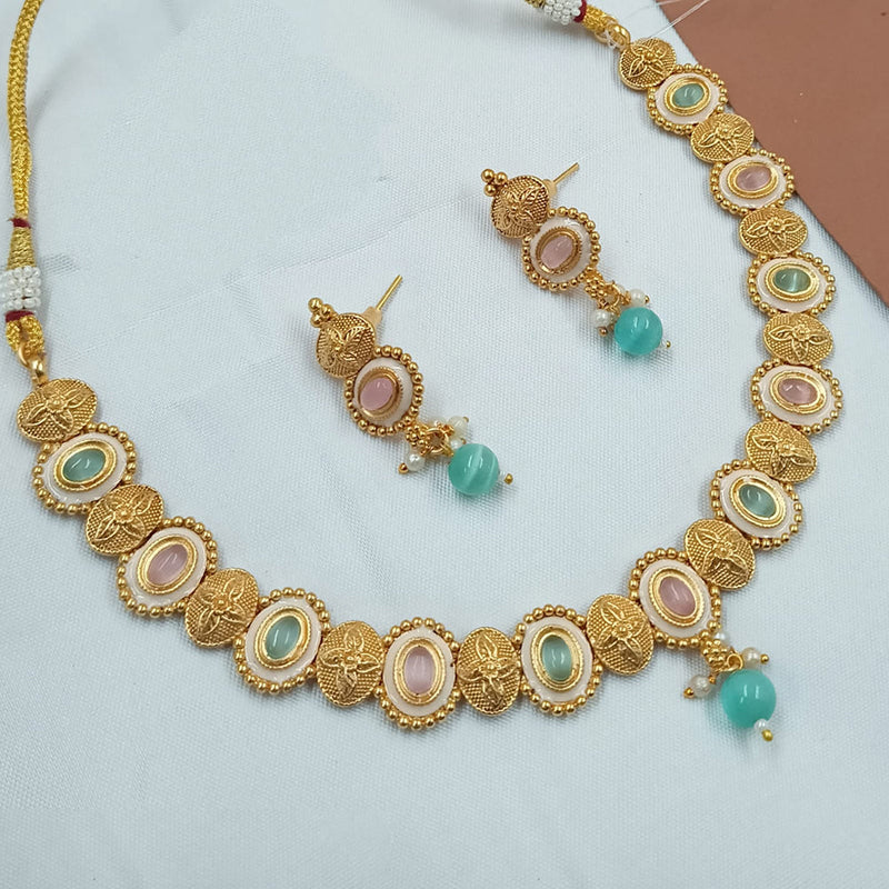 Padmawati Bangles Gold Plated Pota Stone And Meenakari Necklace Set